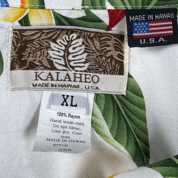 Vintage Kalaheo Hawaiian Shirt XL White Birds of Paradise Aloha Made in USA - Picture 2 of 9